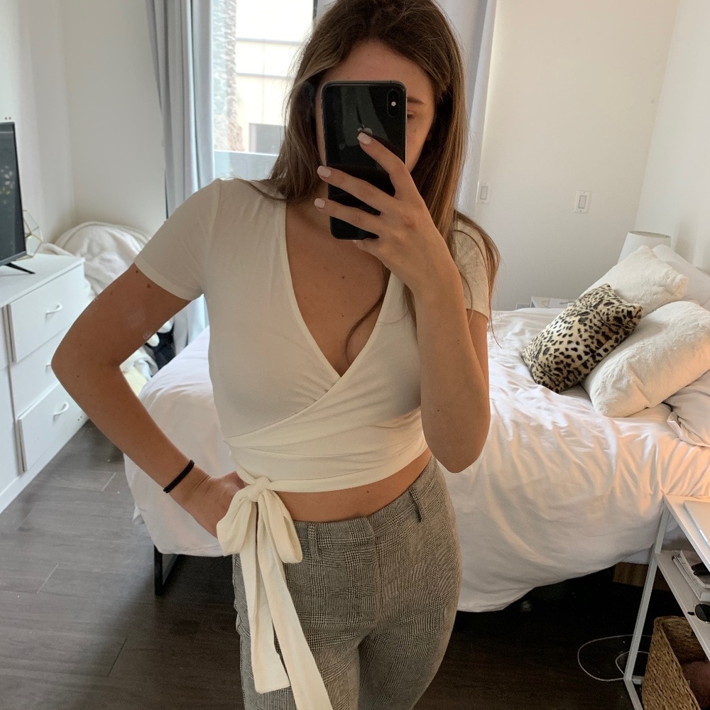 Off White Wrap Top